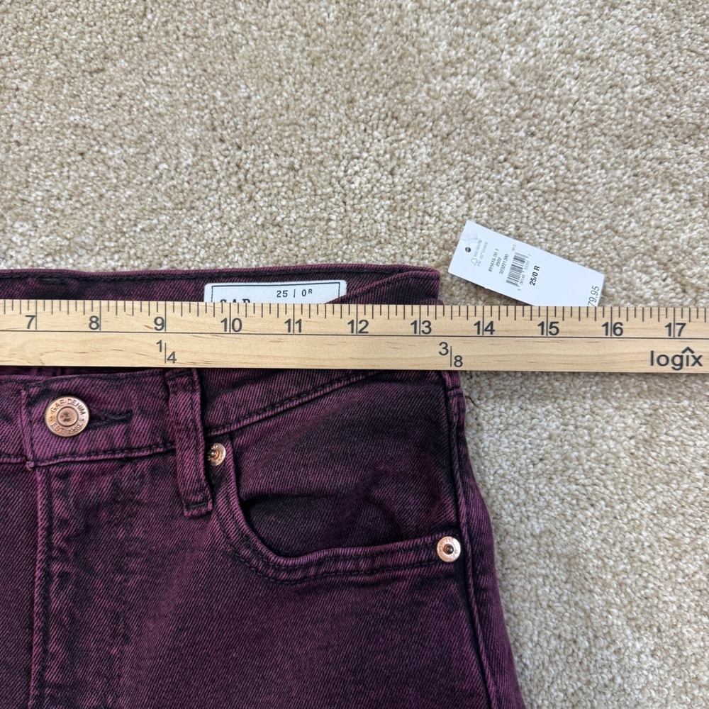 Gap High Rise Stride Jeans Purple Acid Wash Wide Leg Denim 25/0 R NEW - Picture 7 of 9
